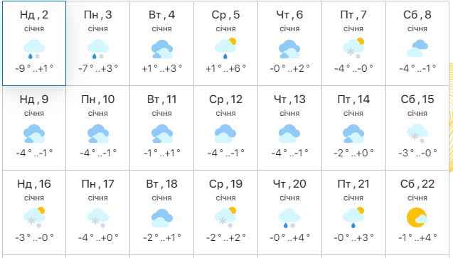 Какая погода будет в Никополе в январе 