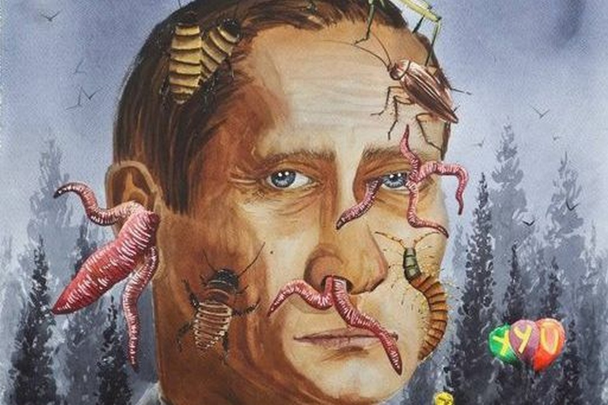 Художник з Марганця намалював портрет Путіна з тарганами і хробаками
