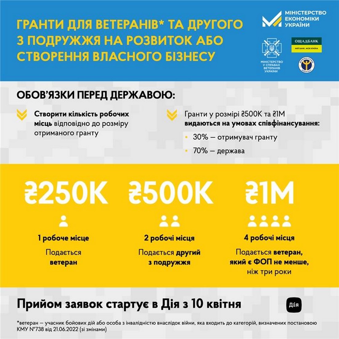 Гранти для ветеранів та їх родин – можна отримати до 1 млн в рамках «єРобота»