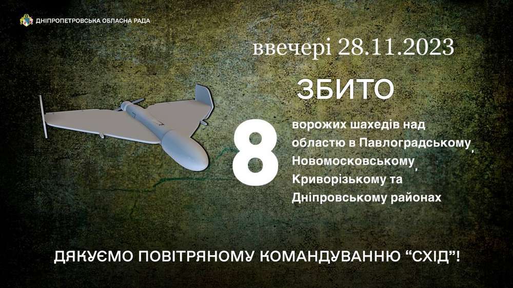 Масована атака дронами і обстріл Нікополя – як пройшла ніч 29 листопада на Дніпропетровщині