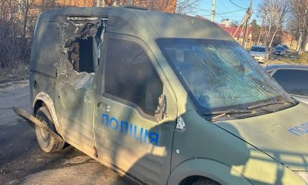 На Нікопольщині дрон влучив у автомобіль поліції 7 лютого (фото)