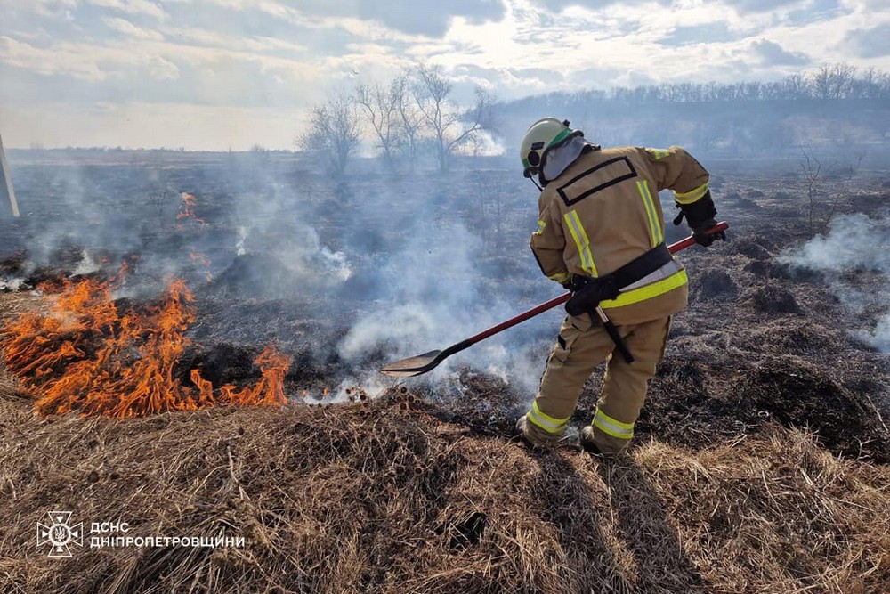 93 пожежі в екосистемах і 10 покараних паліїв трави: статистика на Дніпропетровщині за добу