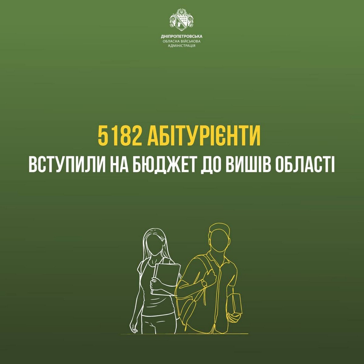 Скільки абітурієнтів вступили на бюджет до вишів Дніпропетровщини