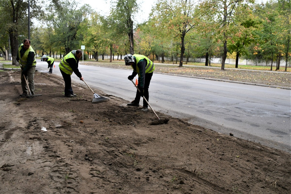 «Ці роботи символізують надію на краще»: у обстріляному Нікополі підрізають троянди, збирають листя, косять траву