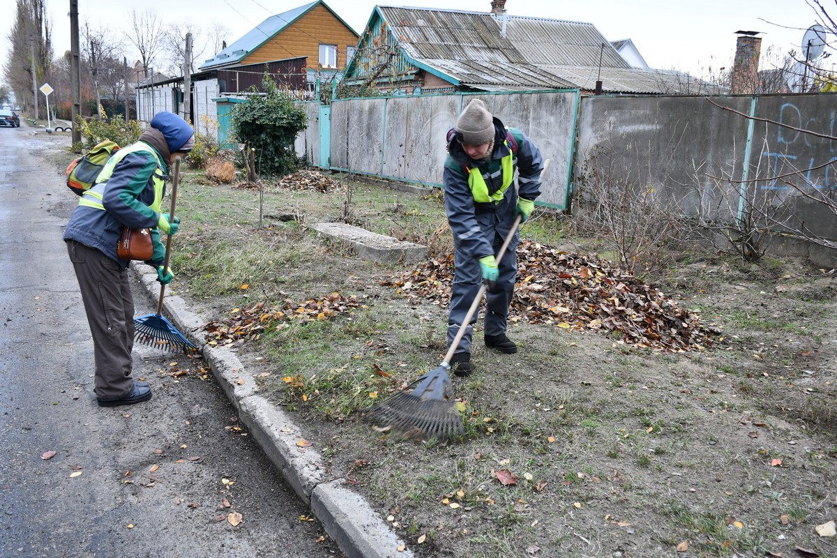 У Нікополі комунальники зносять аварійні дерева, згрібають опале листя, обрізають сухе гілля