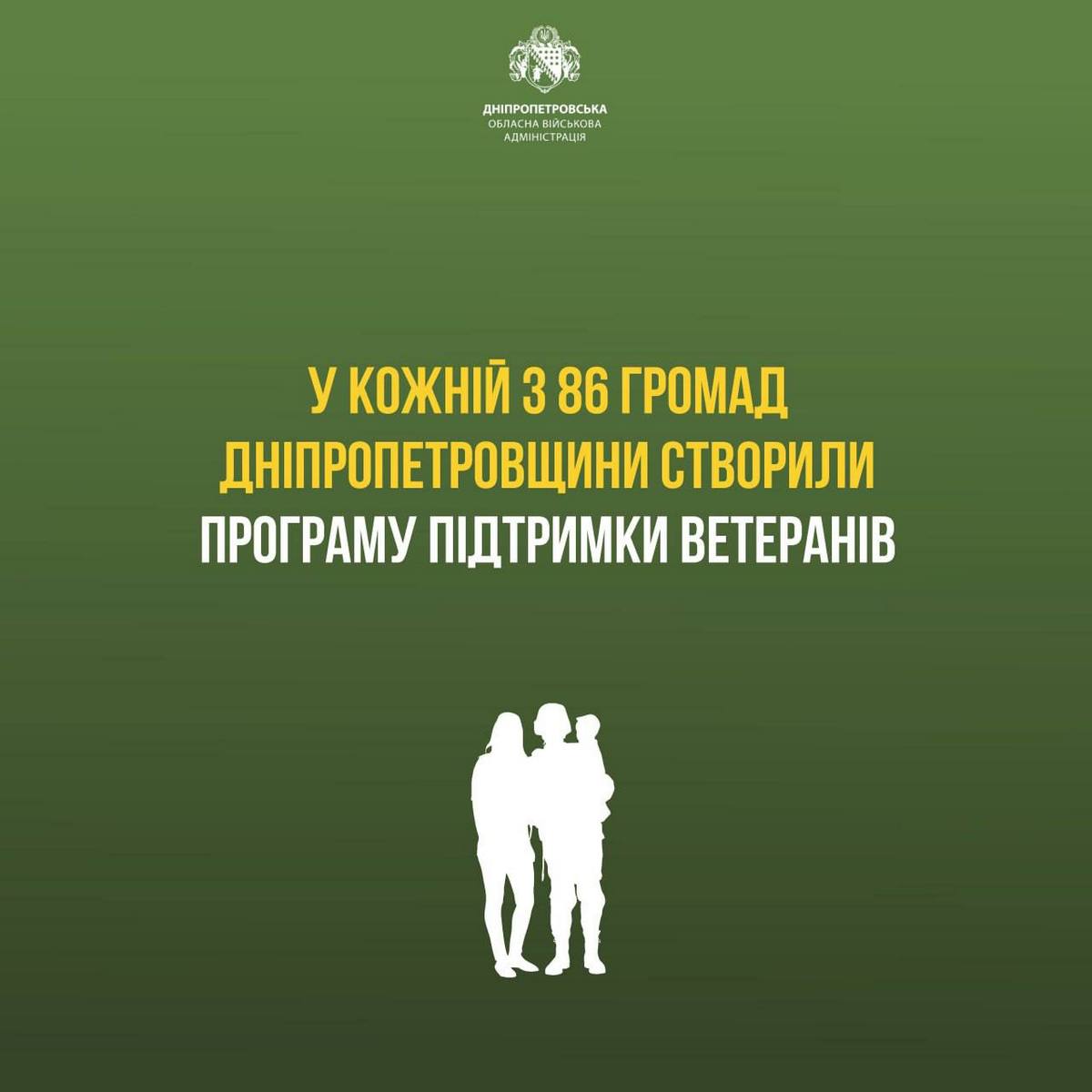 У 86 громадах Дніпропетровщини створили програми підтримки ветеранів війни