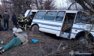 Серйозна ДТП біля Нікополя: автобус врізався в дерево, постраждали 14 людей