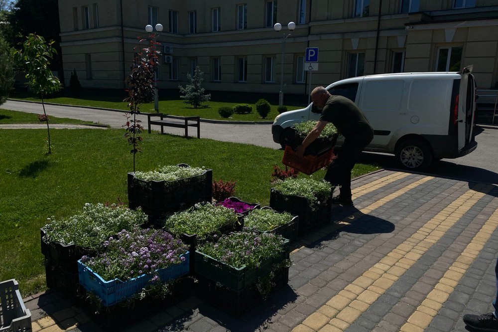 Подружжя підприємців надали дитячій лікарні Нікополя понад 700 саджанців квітів (фото)
