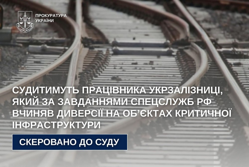 Працівник залізниці на Дніпропетровщині вчиняв диверсії за завданням РФ – його судитимуть