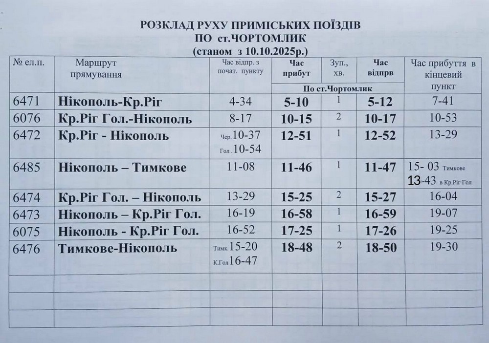 Змінився графік руху автобусу №13 у Покрові у зв’язку із зміною розкладу потягів зі станції Чортомлик