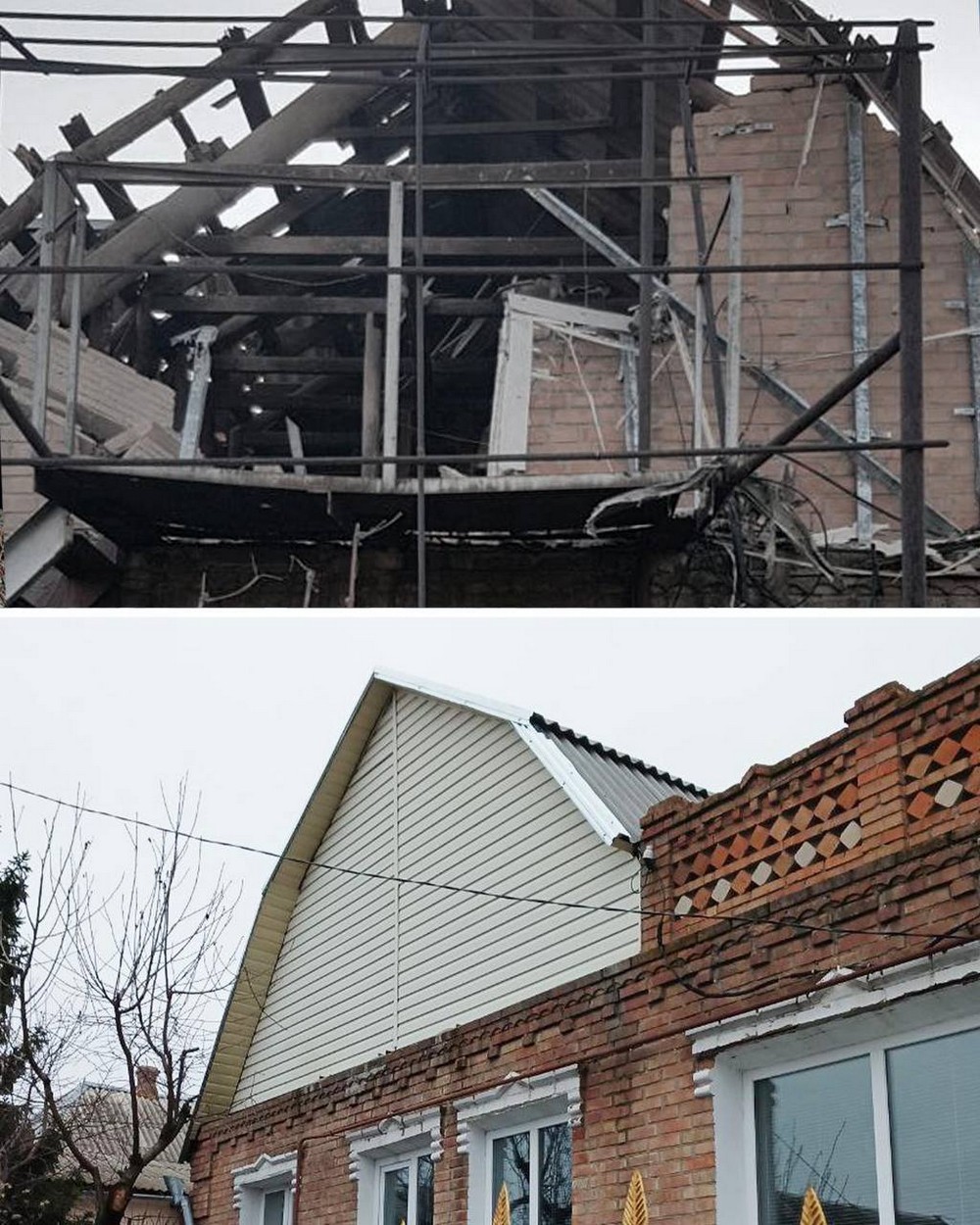 Фото до і після: у Нікополі відновлюють пошкоджені будинки Фото до і після: у Нікополі відновлюють пошкоджені будинки