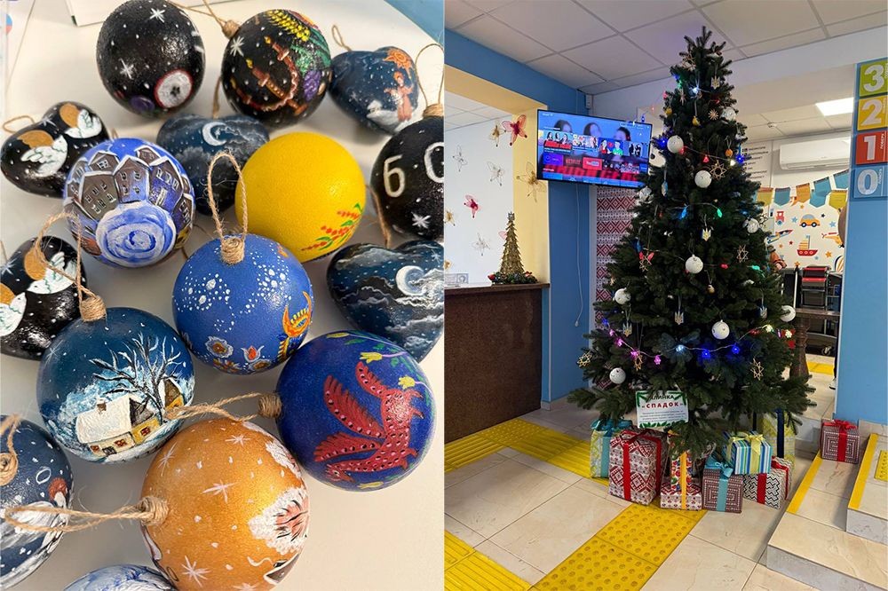 У дитячій лікарні Нікополя встановили новорічні ялинку, прикрашену автентичними іграшками ручної роботи (фото)