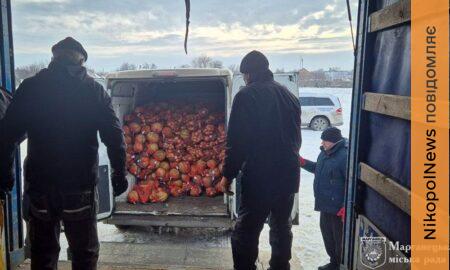 Мешканцям Марганця роздали овочі, продуктові набори і набори для дітей