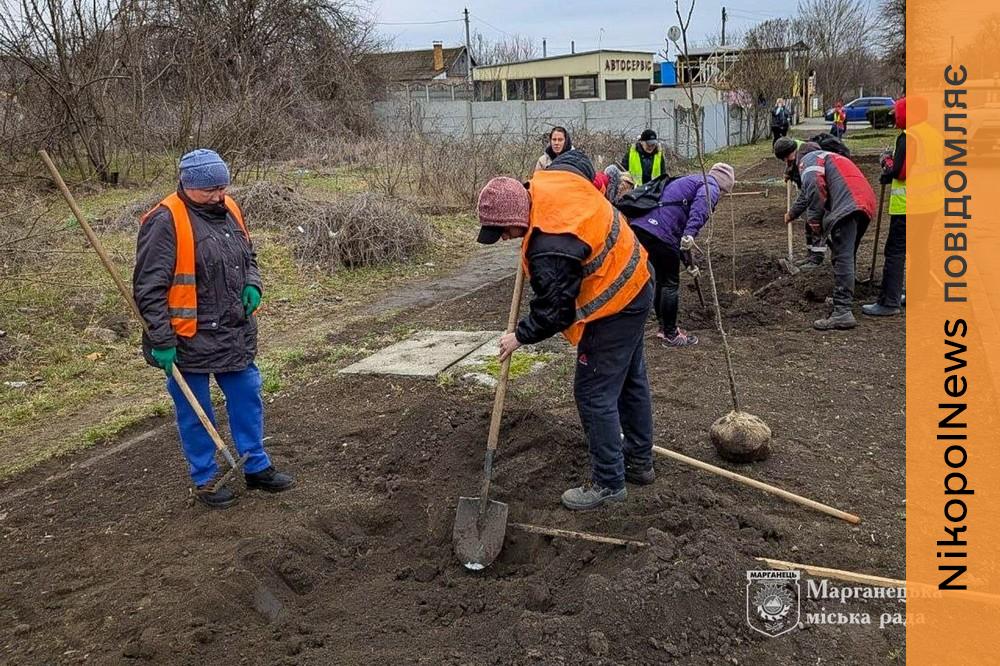 Ліквідовували наслідки обстрілів і висаджували дерева: чим займалися комунальники Марганця з 23 по 29 березня (фото) 1 комунальники Марганця 3