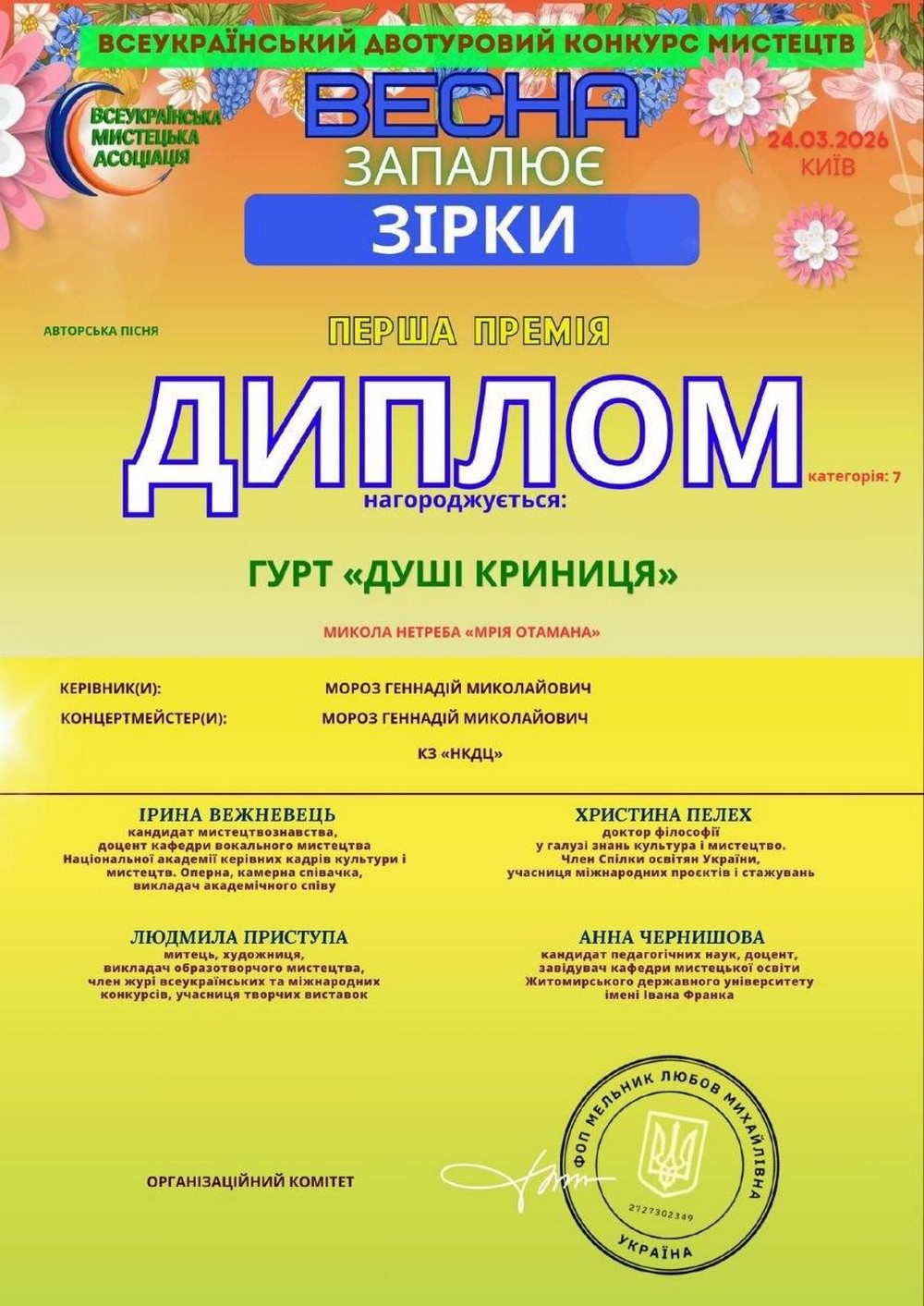Солістки гурту «Микитин Ріг» з Нікополя здобули блискучі перемоги у творчих конкурсах всеукраїнського рівня Солістки гурту «Микитин Ріг» з Нікополя здобули блискучі перемоги у творчих конкурсах всеукраїнського рівня