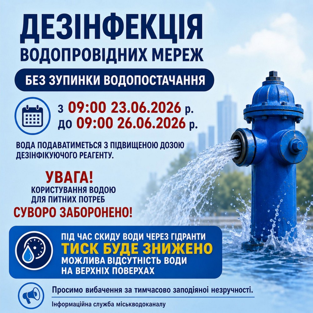 Проводитиметься дезінфекція водопровідних мереж у Нікополі і 5 селах Нікопольського району. 