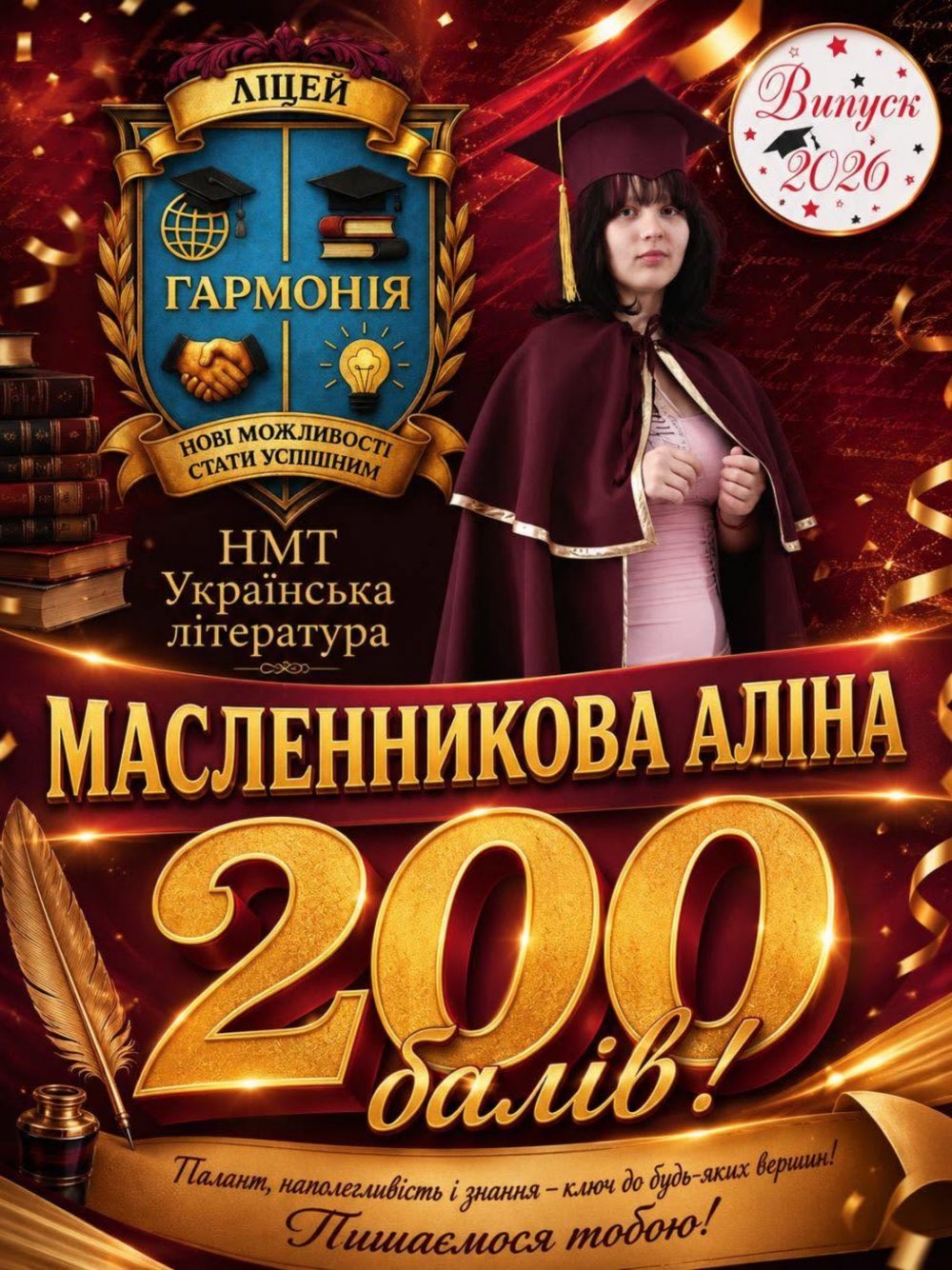Ліцеїстка з Нікополя отримала 200 балів 2 Ліцеїстка з Нікополя отримала 200 балів 2