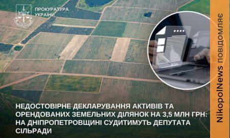 На Нікопольщині судитимуть депутата за недостовірне декларування активів на понад 3,5 млн грн
