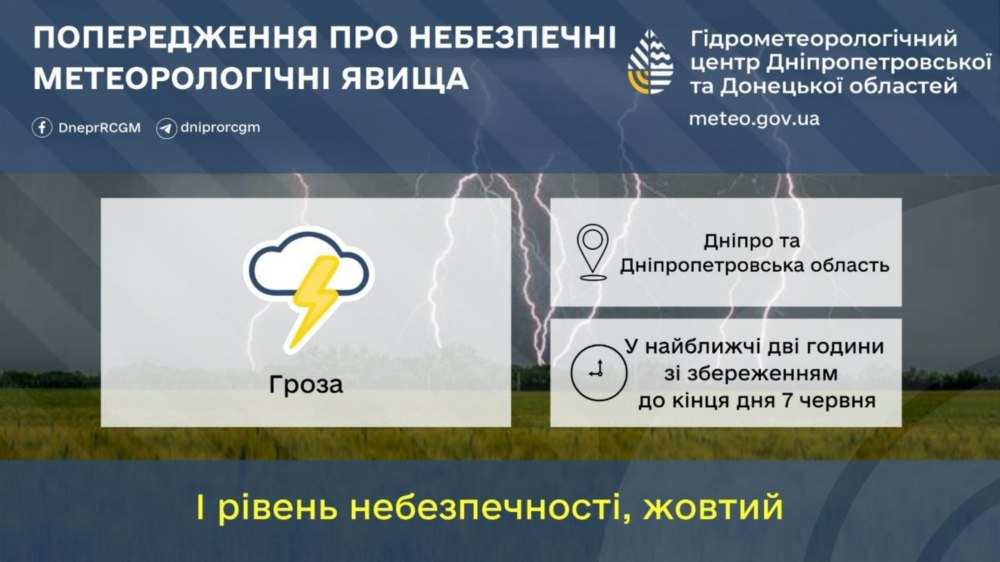 Жителів Дніпропетровщини 7 червня попередили Жителів Дніпропетровщини 7 червня попередили