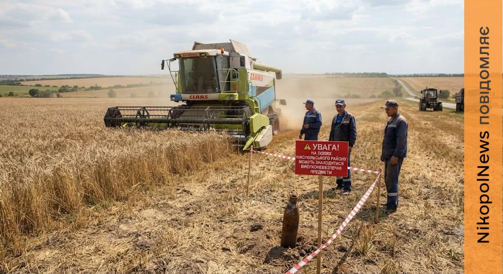 Увага! На полях Нікопольського району можуть знаходитися вибухонебезпечні предмети