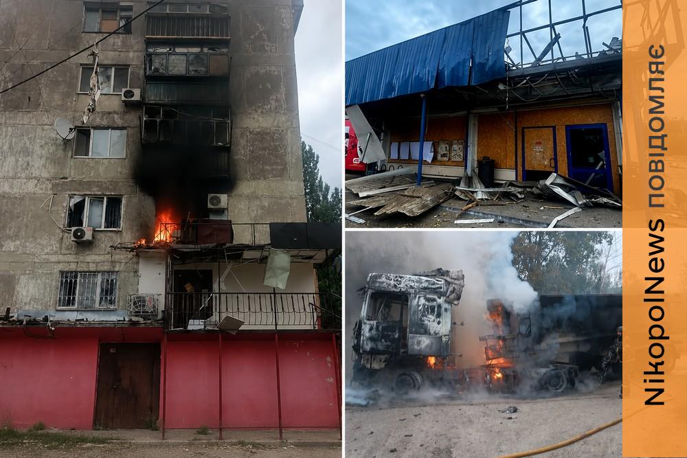 Ворог вдарив з РСЗВ по Нікопольщині, понівечено АЗС, торгівельний центр, вантажівки, горіло поле ячменю під Дніпром, також атаковано Криворіжжя і Синельниківщину (фото)