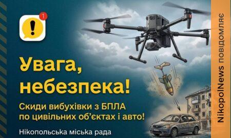 У Нікополі почастішали скиди вибухівки з дронів: міський голова звернувся до мешканців та нагадав правила безпеки