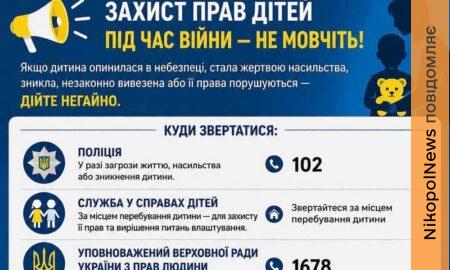 У Нікополі розповіли, куди звертатися у разі насильства, зникнення чи незаконного вивезення дитини