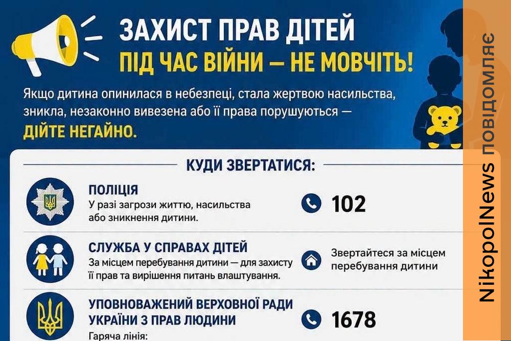 У Нікополі розповіли, куди звертатися у разі насильства, зникнення чи незаконного вивезення дитини