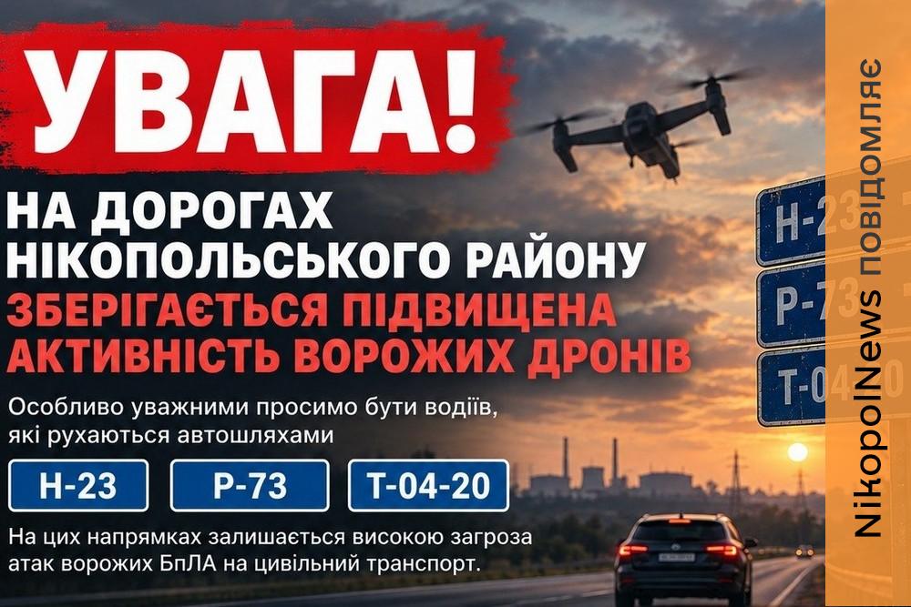 Дуже небезпечно на Н-23, Р-73 та Т-04-20: звернення до водіїв на Нікопольщині