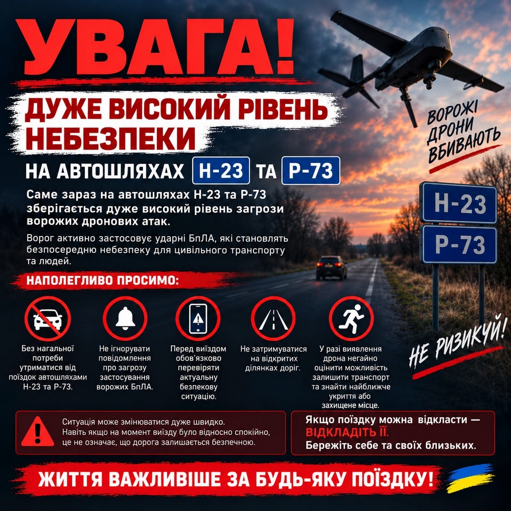 photo 2026 09 04 08 42 22 Увага! Високий рівень небезпеки на дорогах Н-23 ТА Р-73 - Нікопольська РВА звернулася до водіїв