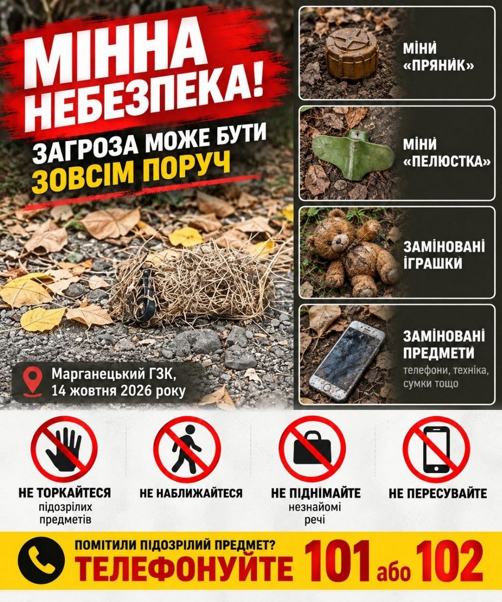 photo 2026 10 15 09 06 03 Міна може ховатися серед опалого листя: Нікопольська РВА попереджає про небезпеку