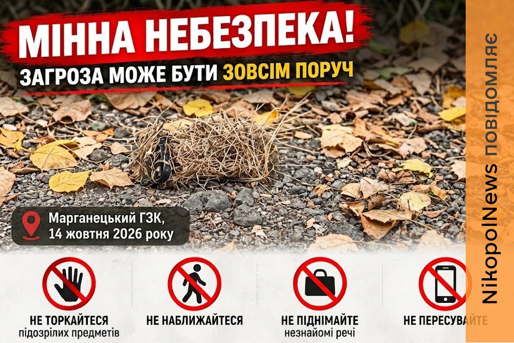 Міна може ховатися серед опалого листя: Нікопольська РВА попереджає про небезпеку